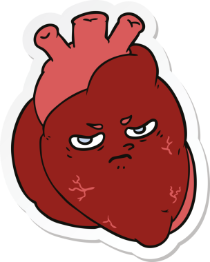 Bir insan tarafından çizilmiş karikatür kalp çıkartması.