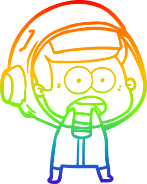 gökkuşağı gradyan çizgi çizimi bir insan tarafından çizilmiş astronot şaşırttı