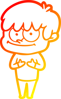 Bir insan tarafından çizilmiş mutlu bir çizgi film karakteri çizimi.