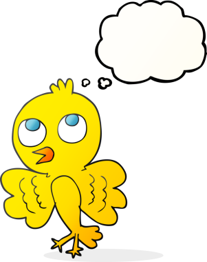 Bir insan tarafından çizilmiş serbest çizim balon karikatür kuşu.