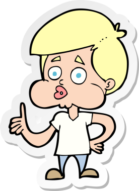 Bir insan tarafından çizilmiş bir çizgi film karakterinin çıkartması.