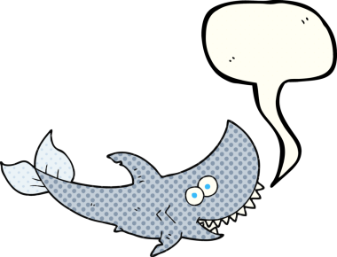 Bir insan tarafından çizilmiş serbest çizilmiş çizgi roman konuşma balonu köpek balığı