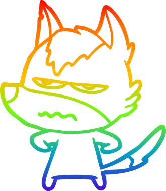 Gökkuşağı gradyan çizgi çizimi Bir insan tarafından çizilmiş rahatsız kurt