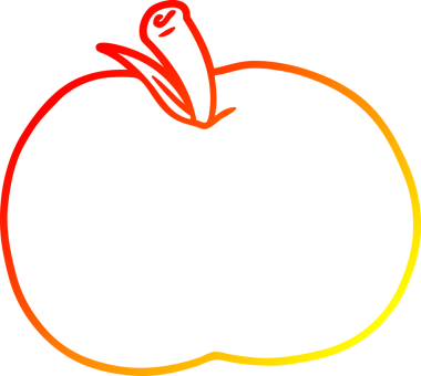 Bir insan tarafından çizilen elma çizgi romanının sıcak gradyan çizimi