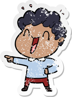 Bir insan tarafından çizilmiş mutlu bir adamın sıkıntılı çıkartması.