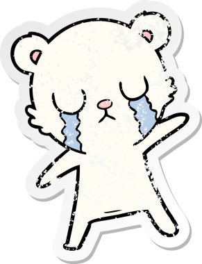 Bir insan tarafından çizilmiş ağlayan kutup ayısı karikatürü.