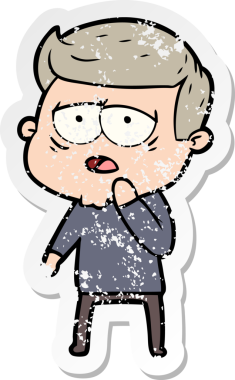 Bir insan tarafından çizilmiş yorgun bir çizgi filmin sıkıntılı çıkartması.