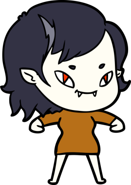 Bir insan tarafından çizilmiş çizgi film dostu vampir kız.