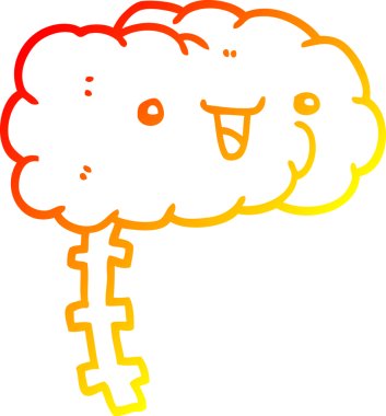 Bir insan tarafından çizilmiş mutlu bir çizgi filmin sıcak gradyan çizimi