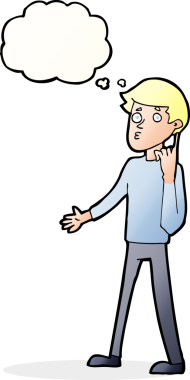 Çizgi filmci bir insan tarafından çizilmiş düşünce baloncuğuyla soru soruyor.