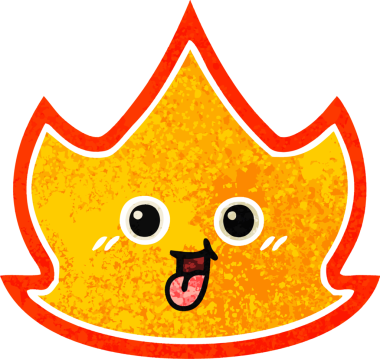 Bir insanın çizdiği ateşin retro illüstrasyon tarzı karikatürü