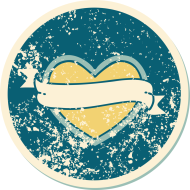 Bir insan tarafından çizilmiş kalp ve bayrağın sembolik depresif dövme şekli