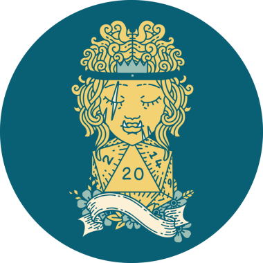 Retro Dövme Tarzı Yarı Ork Barbar Doğal yirmilik zar atışıyla bir insan tarafından çizilmiş