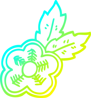 Bir insanın çizdiği gül dövmesi sembolünün soğuk gradyan çizgisi.