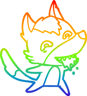 Gökkuşağı gradyan çizgisi insan tarafından çizilmiş aç bir kurt çizgi.