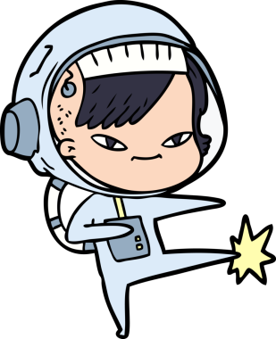 Bir insan tarafından çizilmiş astronot kadın.