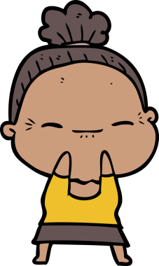 Bir insan tarafından çizilmiş barışçıl yaşlı bir kadın.