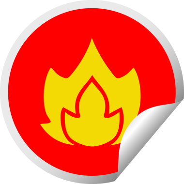 Bir insanın çizdiği ateşin dairesel soyma etiketi.