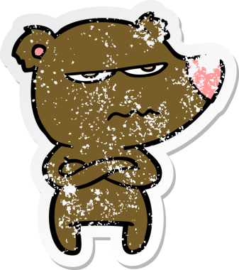 Bir insan tarafından çizilmiş rahatsız bir ayı çizgi filminin sıkıntılı çıkartması.