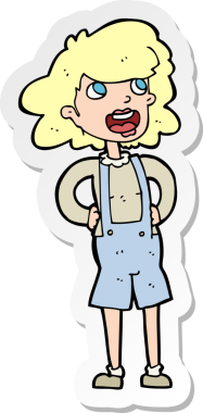 Bir insan tarafından çizilmiş bir kadın karikatür etiketi.