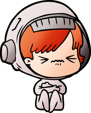 Bir insan tarafından çizilmiş kızgın uzay kızı.