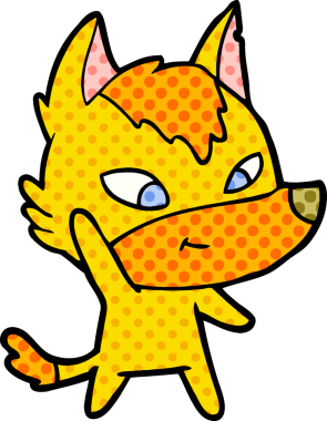 Bir insan tarafından çizilmiş tilki çizgi film karakteri