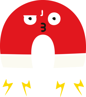 Bir insan tarafından çizilen mıknatısın düz renk retro karikatürü