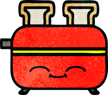 Bir insan tarafından çizilmiş bir tost makinesinin retro grunge doku karikatürü