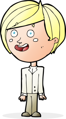 Bir insan tarafından çizilmiş mutlu, şaşkın bir çocuk.