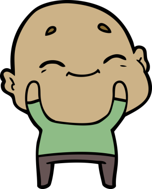 Bir insan tarafından çizilmiş mutlu kel adam çizgi filmi.