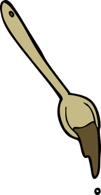 Bir insan tarafından çizilmiş bir kaşık.