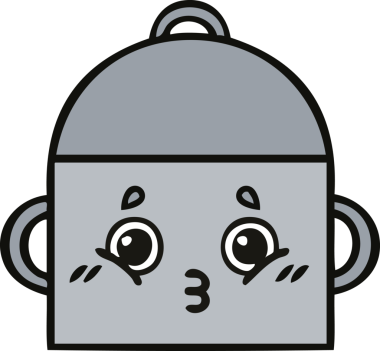 Bir insan tarafından çizilmiş güzel bir yemek tenceresi karikatürü.