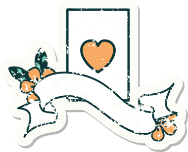 Bir insan tarafından çizilmiş kupa asının sancağı olan eski bir etiket.