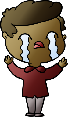 Bir insan tarafından çizilmiş ağlayan çizgi film adamı.