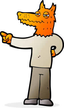 Bir insan tarafından çizilmiş tilki adam çizgi filmi