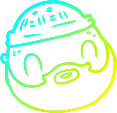 Bir insan tarafından çizilmiş sakallı, karikatür erkek yüzü.