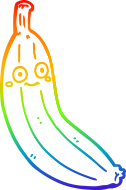 gökkuşağı gradyan çizgi çizimi bir insan tarafından çizilmiş muz çizgi