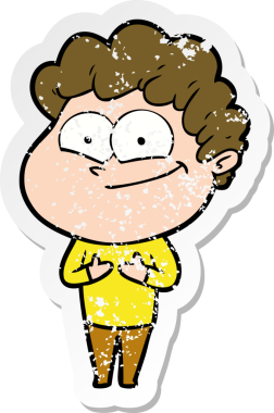 Bir insan tarafından çizilmiş mutlu bir adamın sıkıntılı çıkartması.