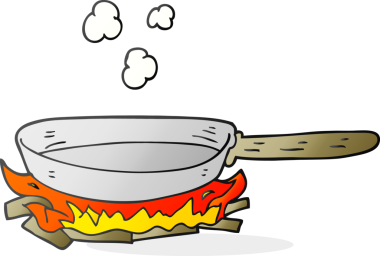 Bir insan tarafından çizilmiş serbest çizim karikatür kızartma tavası.