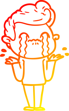 Bir insan tarafından çizilmiş ağlayan bir çizgi film karakteri çizimi.