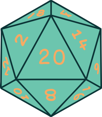 Retro Dövme Biçimi Doğal 20 D20 zar bir insan tarafından çizildi