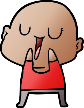 Bir insan tarafından çizilmiş mutlu, kel adam.