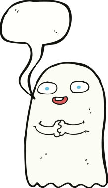 Bir insan tarafından çizilmiş komik bir çizgi film hayaleti.