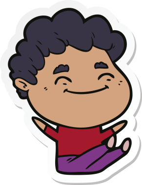 Bir insan tarafından çizilmiş, karikatür dostu bir adamın çıkartması.