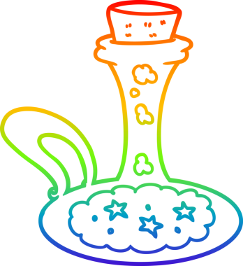 Bir insanın çizdiği sihirli iksirin çizdiği gökkuşağı gradyanı çizimi