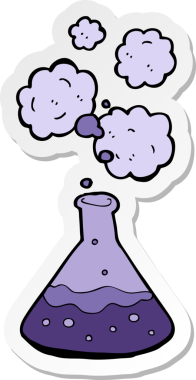 Bir insan tarafından çizilmiş bir karikatür bilim kimyasalı çıkartması.