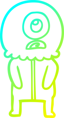 Bir insan tarafından çizilmiş soğuk gradyan çizgi çizimi Kiklops uzaylı uzay adamı