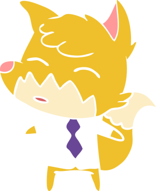 Bir insan tarafından çizilmiş düz renk çizgi film tilkisi