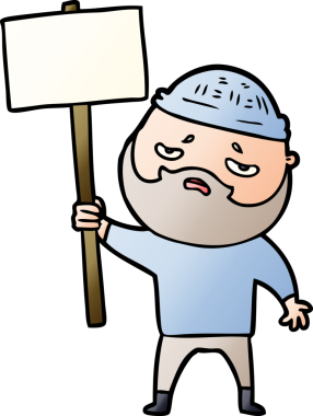 Bir insan tarafından çizilmiş sakallı endişeli bir adam.