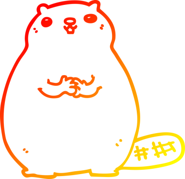 Bir insan tarafından çizilmiş bir kunduzun sıcak çizgi çizimi